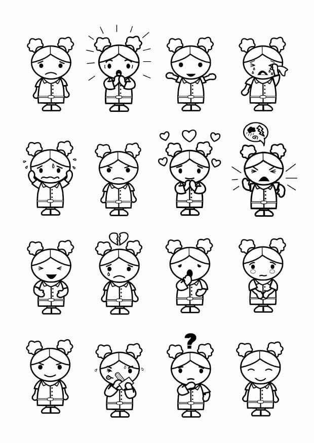 16 emoties Kleurplaat 16 emoties