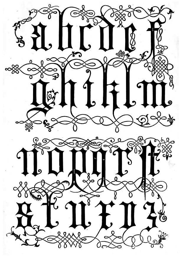16e eeuwse letters Kleurplaat 16e eeuwse letters