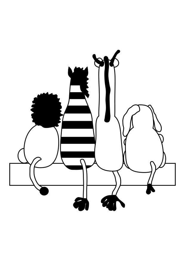 4 vrienden Kleurplaat 4 vrienden
