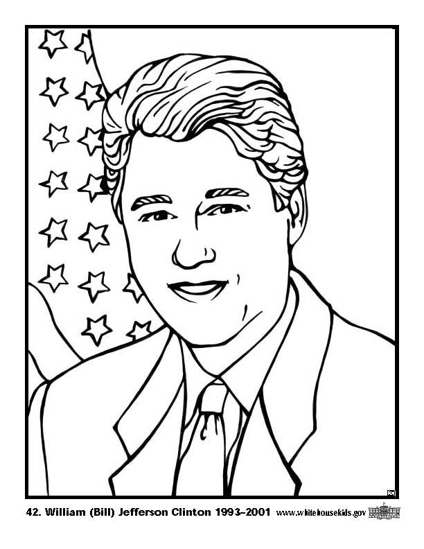 Kleurplaat 42 william (bill) jefferson clinton