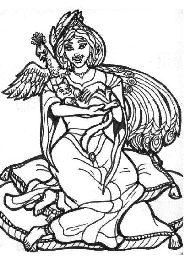 pauwenprinses Kleurplaat pauwenprinses