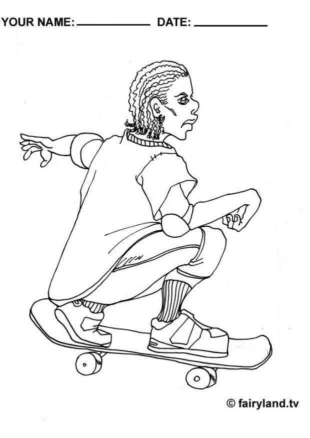 skateboarden cool Kleurplaat skateboarden cool