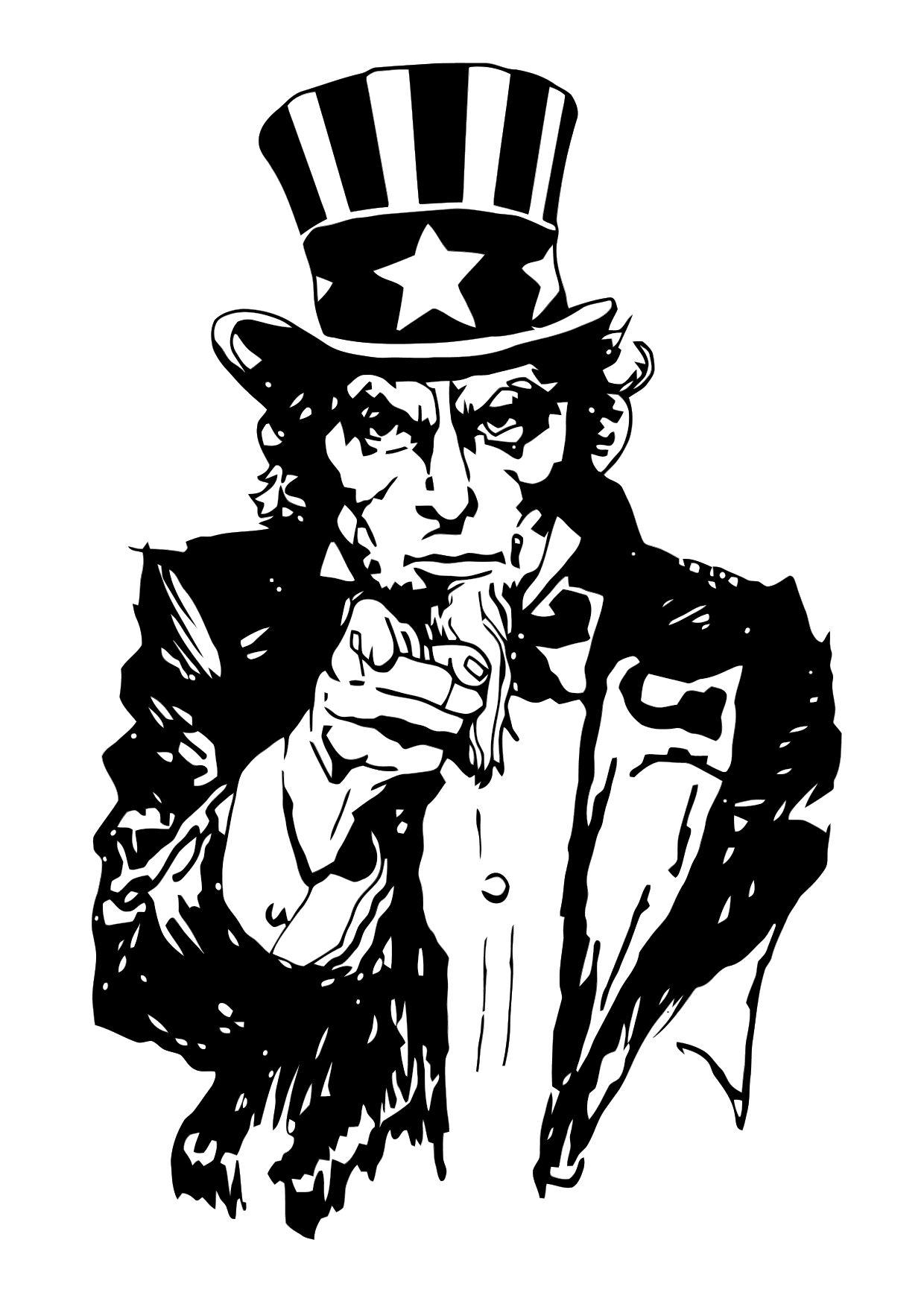 uncle sam Kleurplaat uncle sam