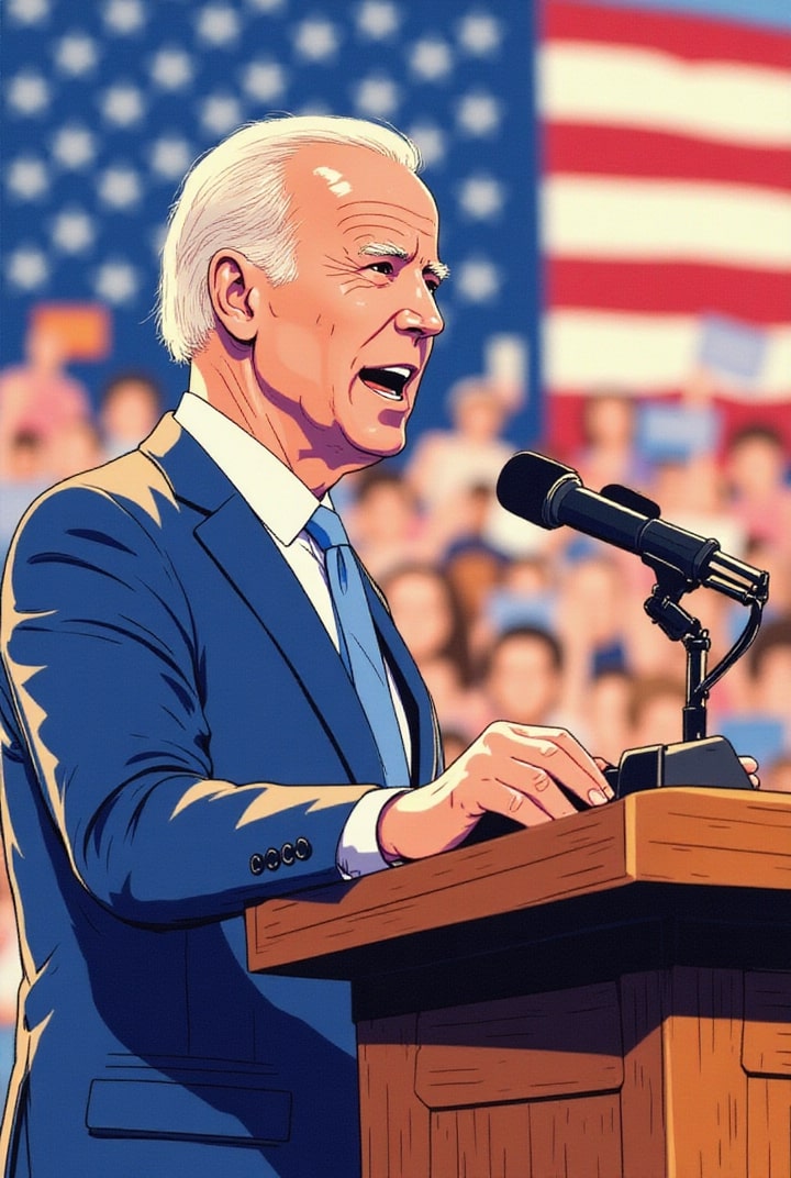 Afbeelding president biden op een bijeenkomst