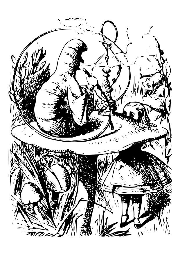 alice in wonderland - meneer rups Kleurplaat alice in wonderland - meneer rups