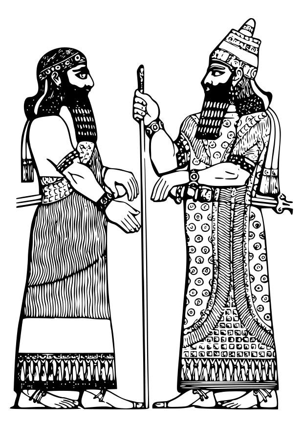 assyrische koning Kleurplaat assyrische koning