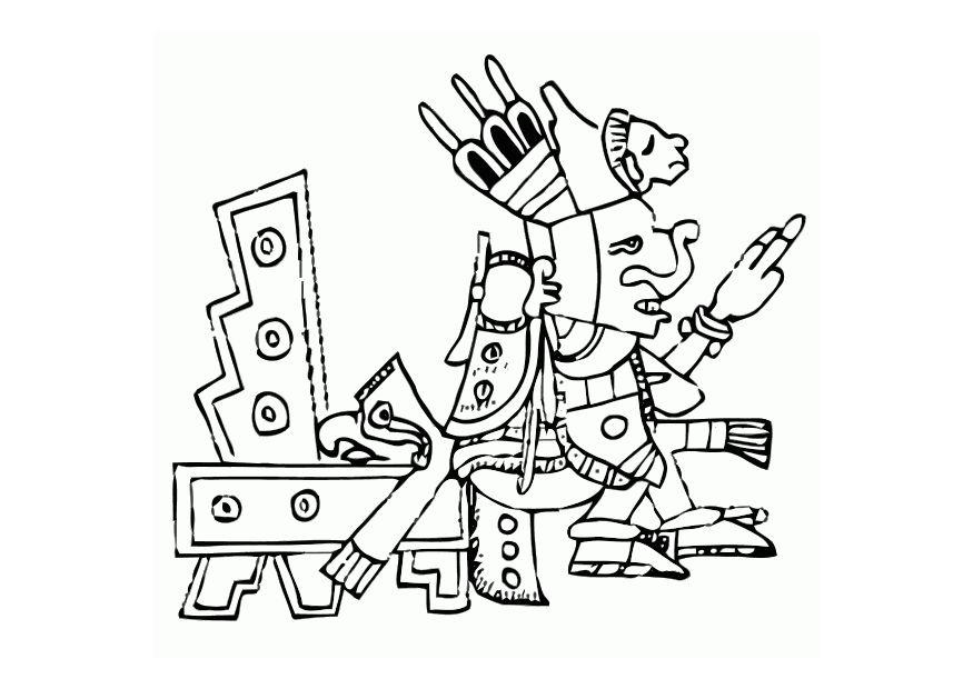 azteken Kleurplaat azteken