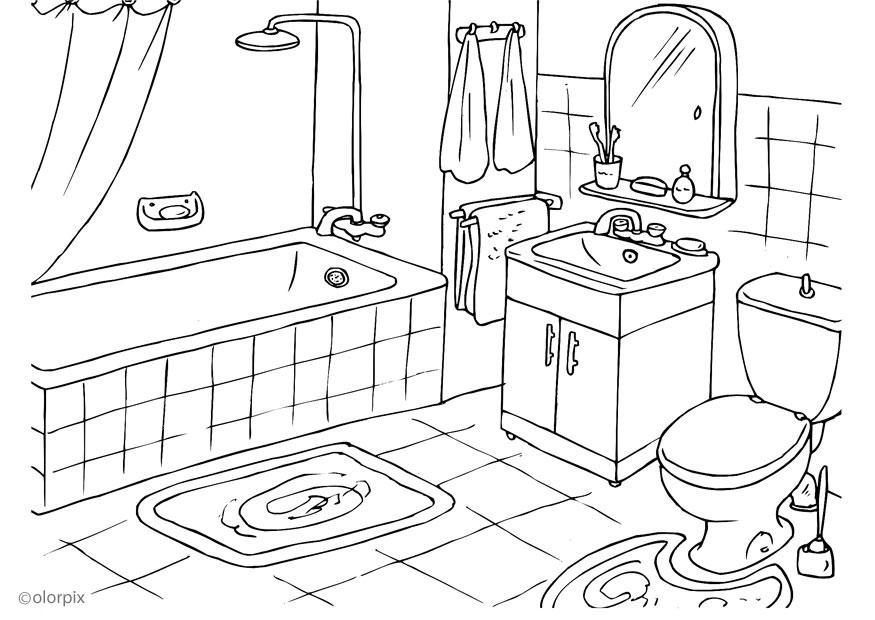 badkamer Kleurplaat badkamer
