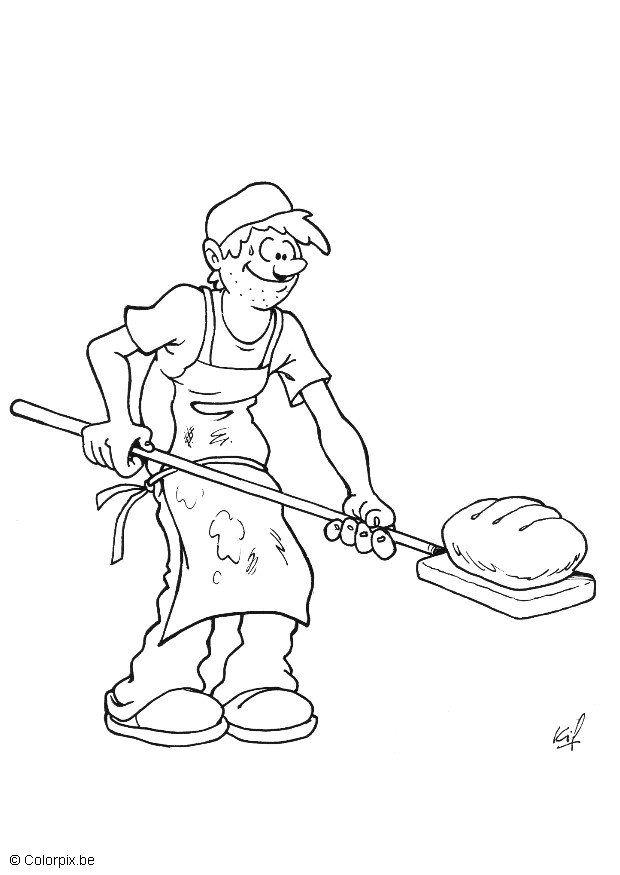 bakker brood Kleurplaat bakker brood