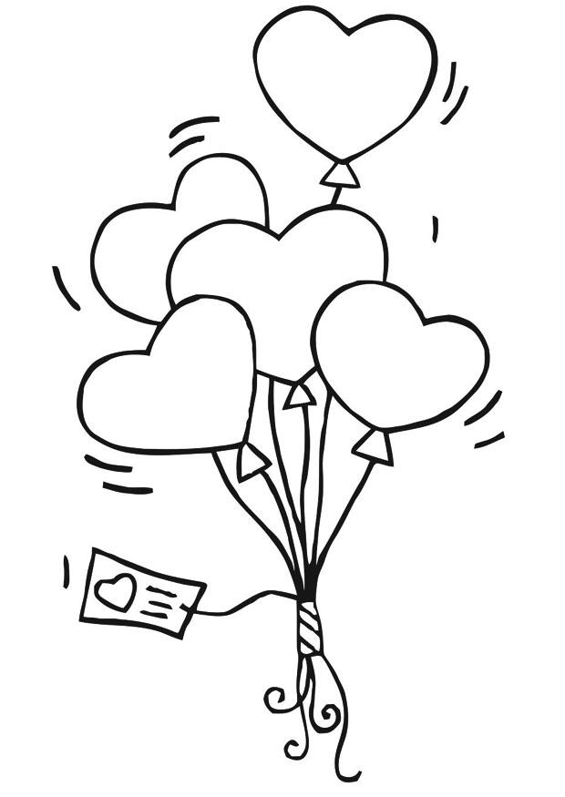 ballon hartjes Kleurplaat ballon hartjes