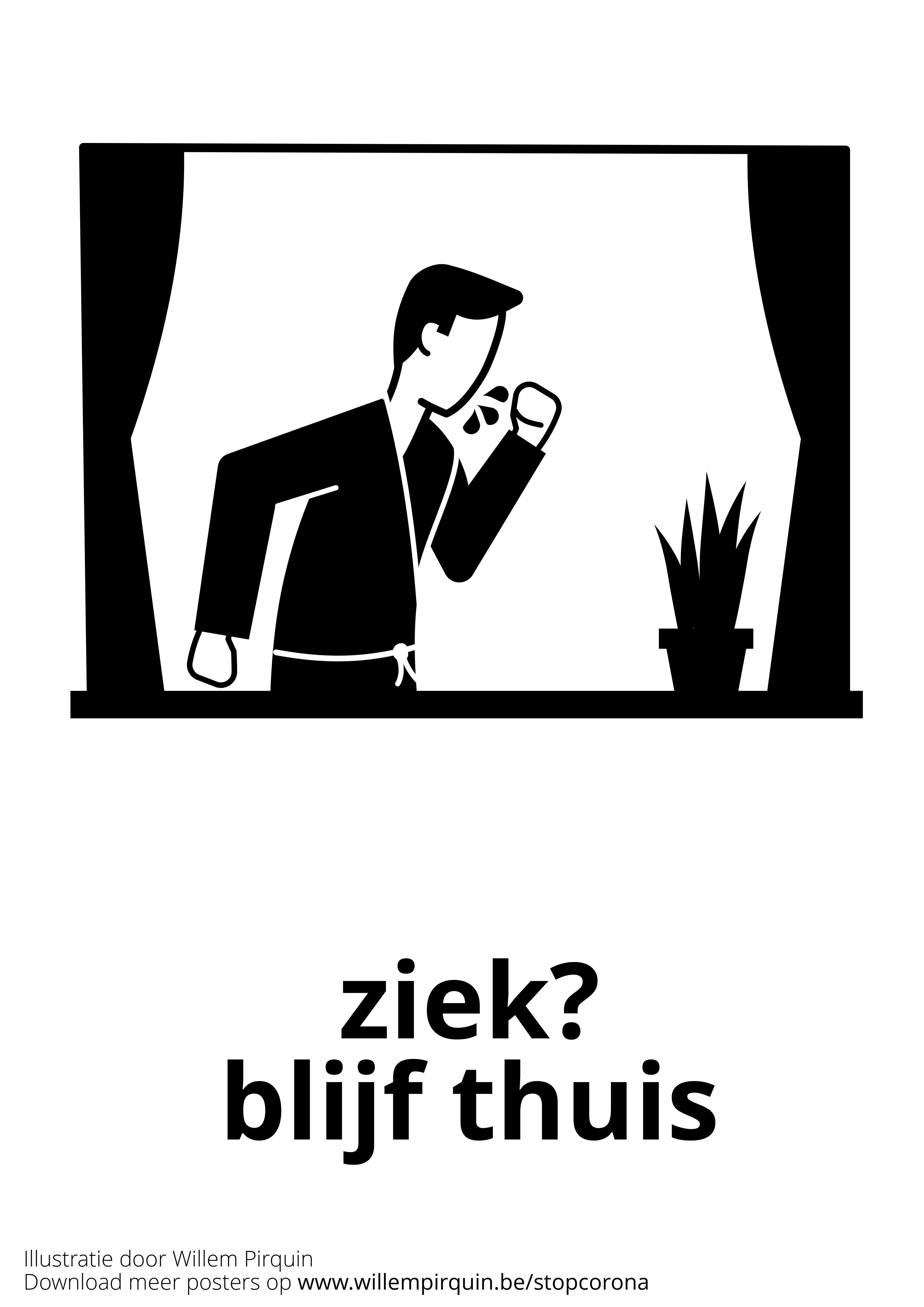 blijf thuis als je ziek bent Kleurplaat blijf thuis als je ziek bent