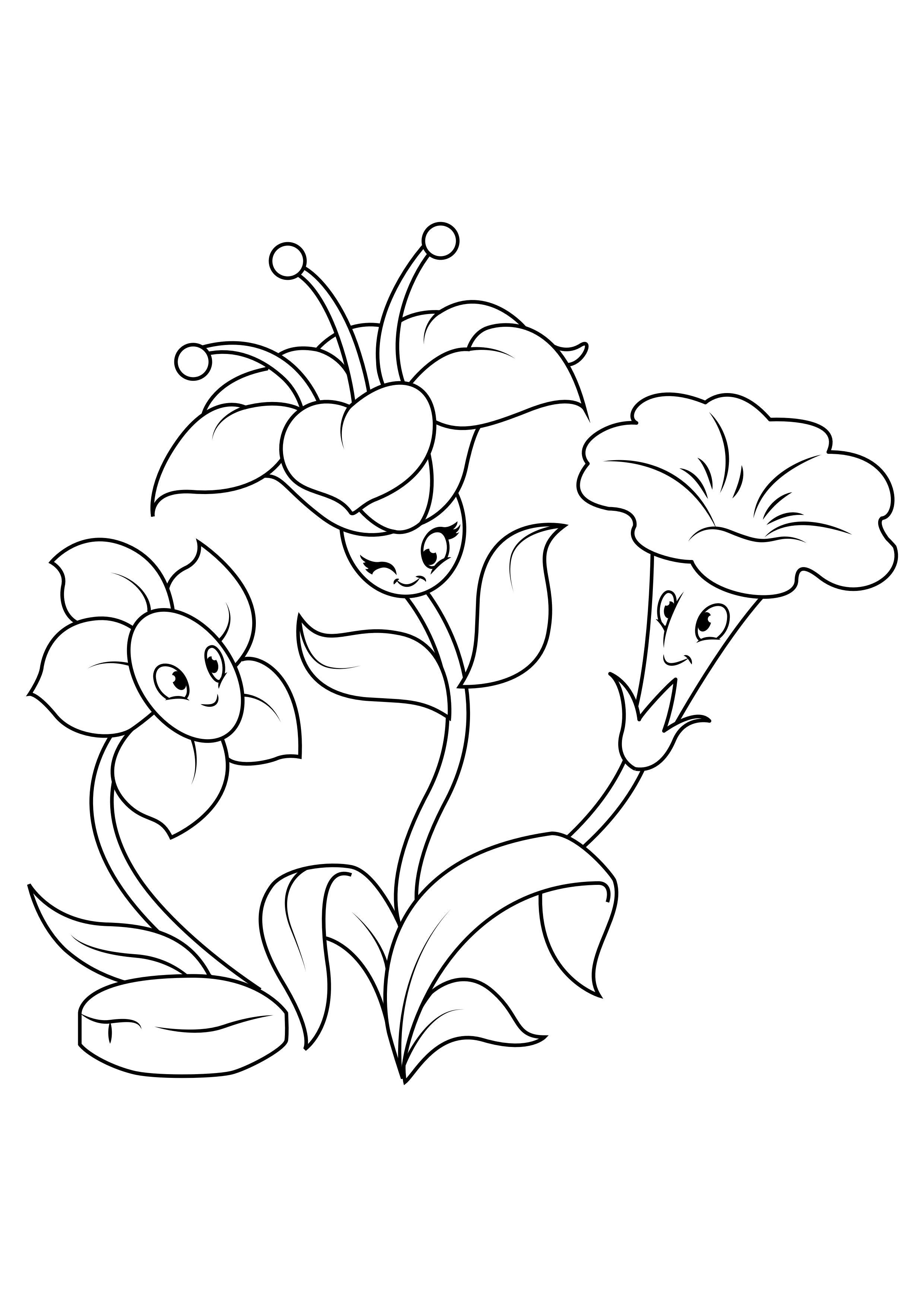 bloemen hebben plezier Kleurplaat bloemen hebben plezier