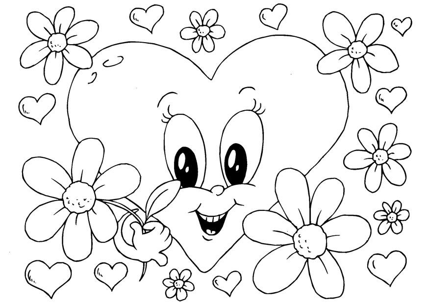 Kleurplaat bloemen valentijn