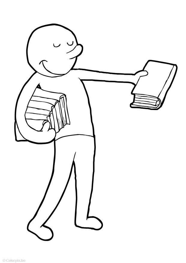 boeken uitdelen Kleurplaat boeken uitdelen