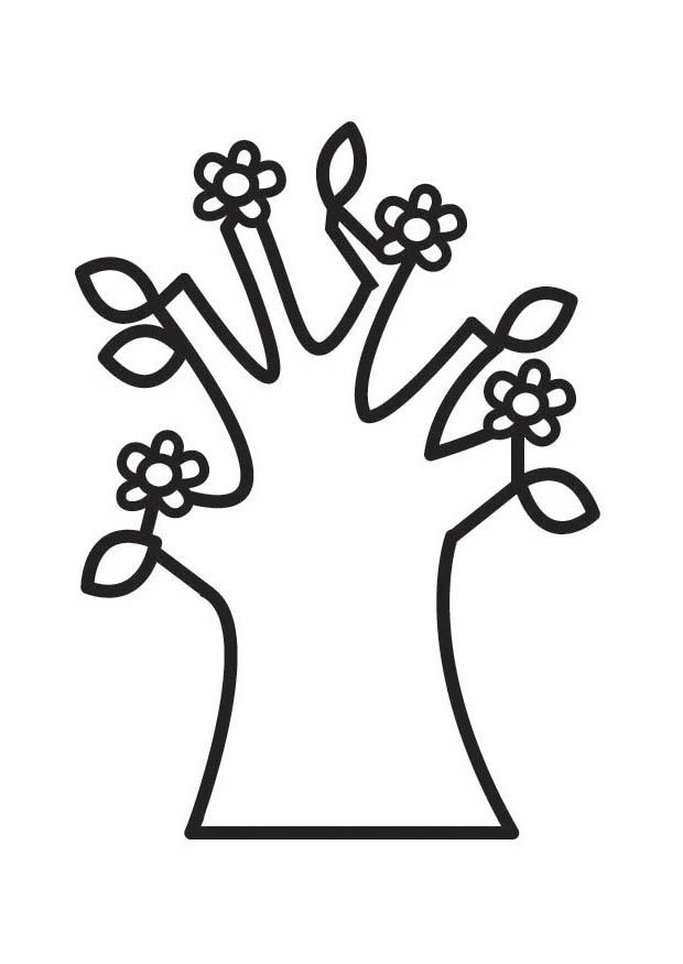 boom lente met bloesems Kleurplaat boom lente met bloesems