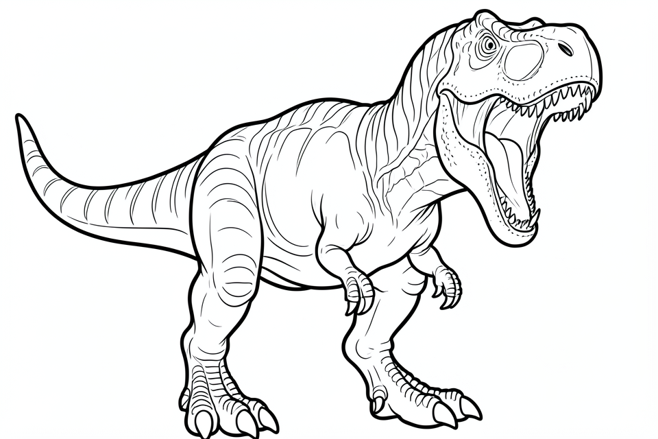 Kleurplaat brullende t-rex