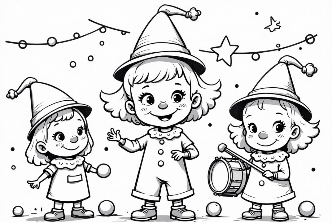 carnaval clowns Kleurplaat carnaval clowns