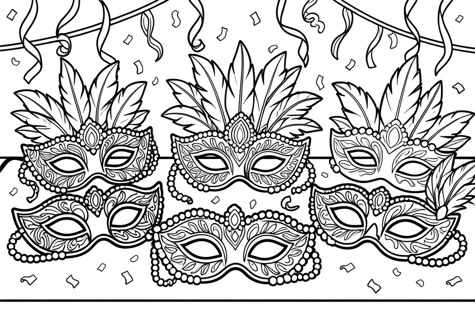 carnaval maskers Kleurplaat carnaval maskers
