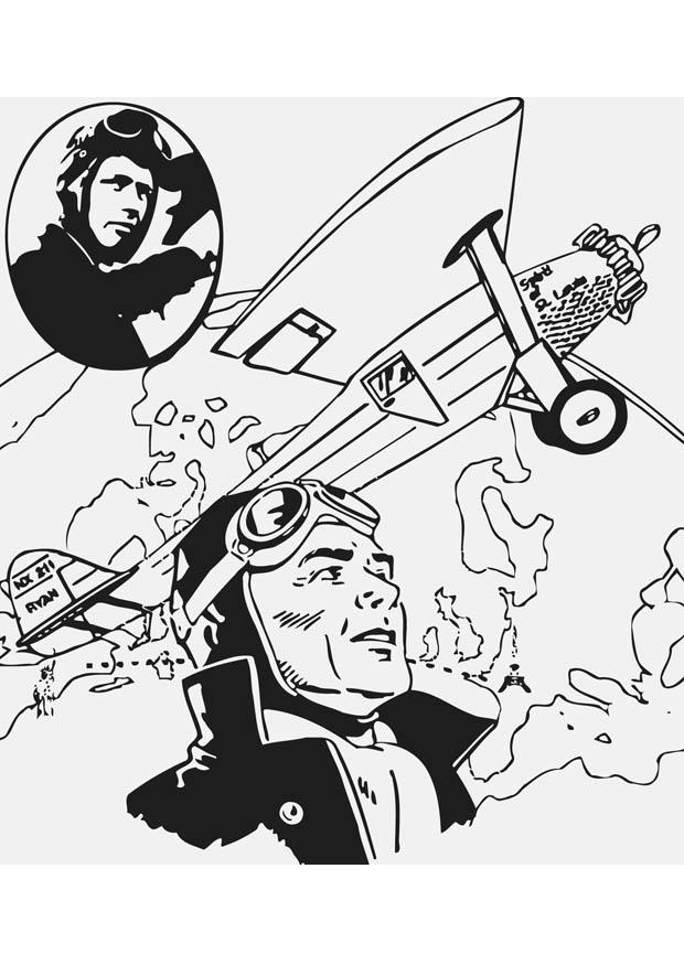 Kleurplaat charles lindbergh