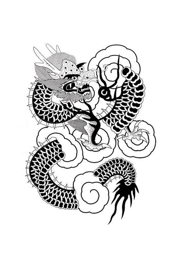 chinese draak Kleurplaat chinese draak