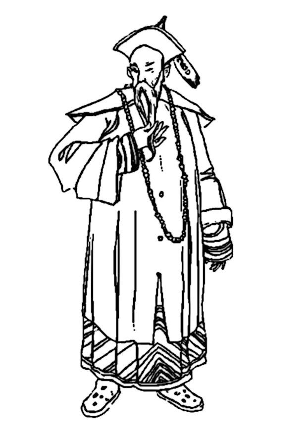 chinese man Kleurplaat chinese man