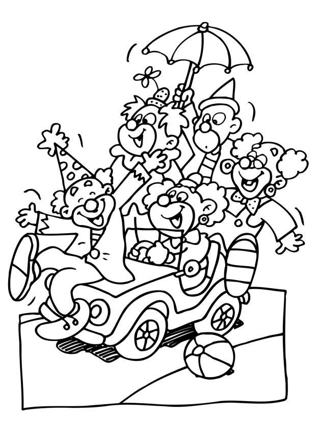 clowns Kleurplaat clowns
