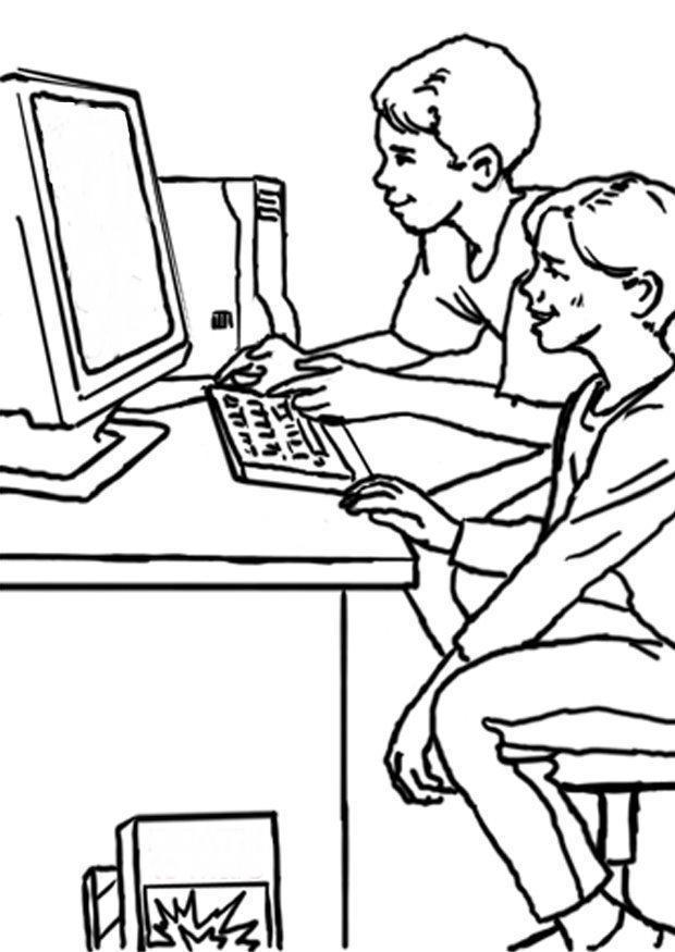 computer Kleurplaat computer
