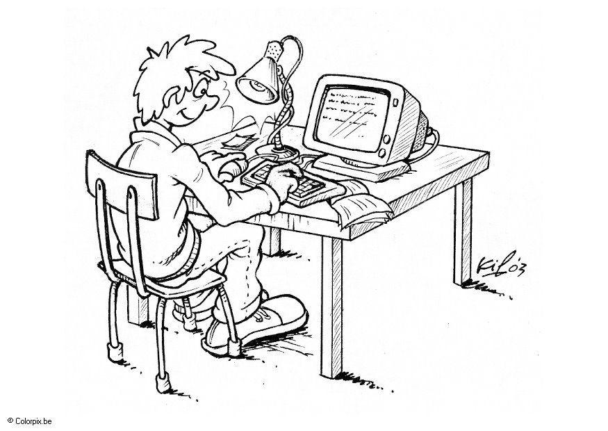 computer Kleurplaat computer