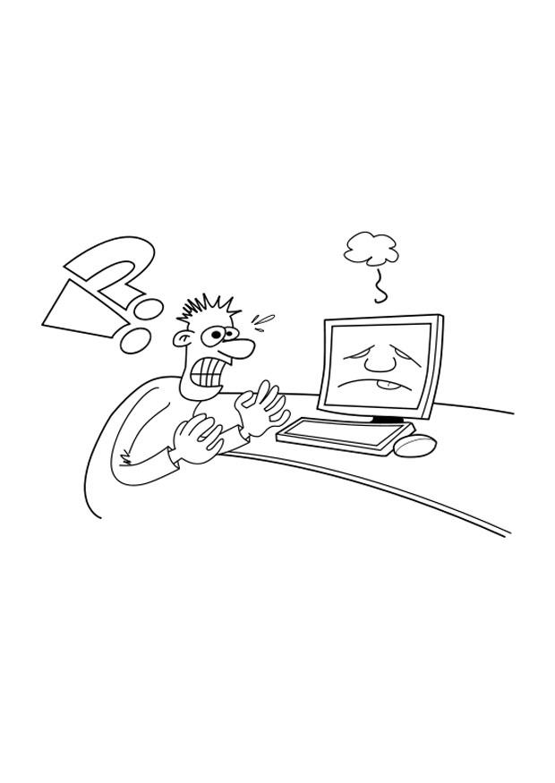 computer defect Kleurplaat computer defect