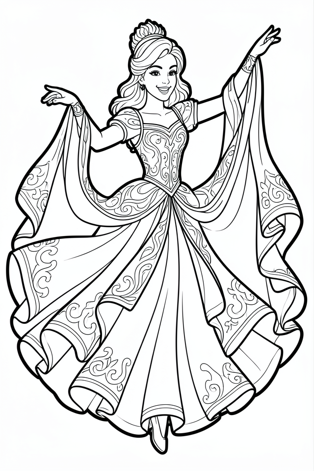 dansende princes Kleurplaat dansende princes