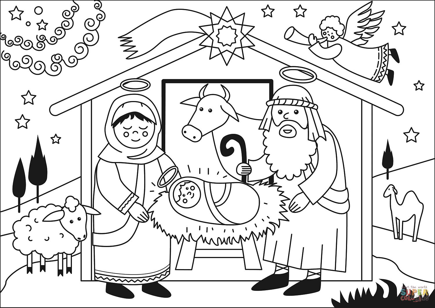 de geboorte van jezus Kleurplaat de geboorte van jezus