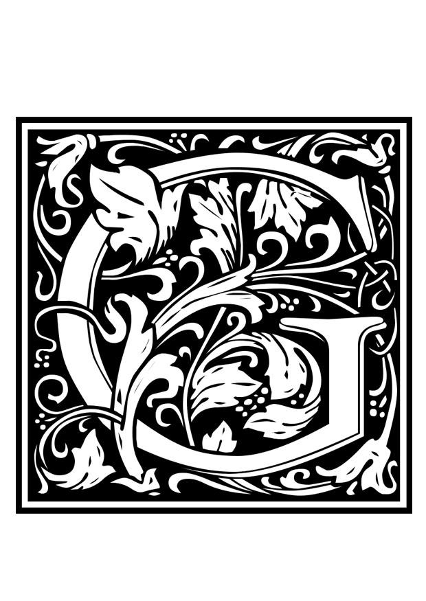 decoratief alfabet - g Kleurplaat decoratief alfabet - g