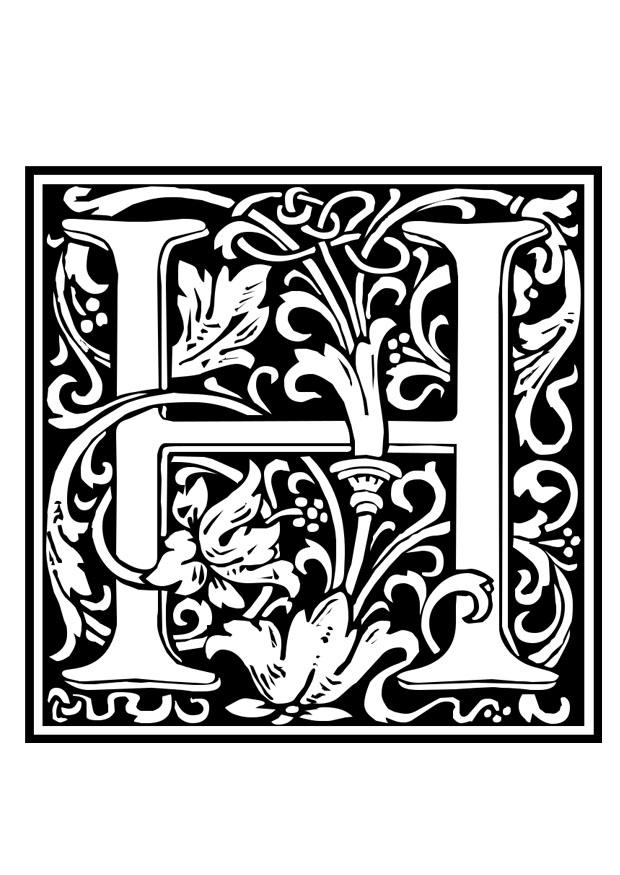 decoratief alfabet - h Kleurplaat decoratief alfabet - h