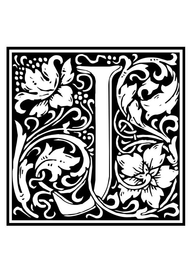 decoratief alfabet - j Kleurplaat decoratief alfabet - j