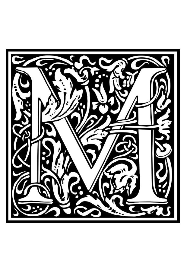 decoratief alfabet - m Kleurplaat decoratief alfabet - m