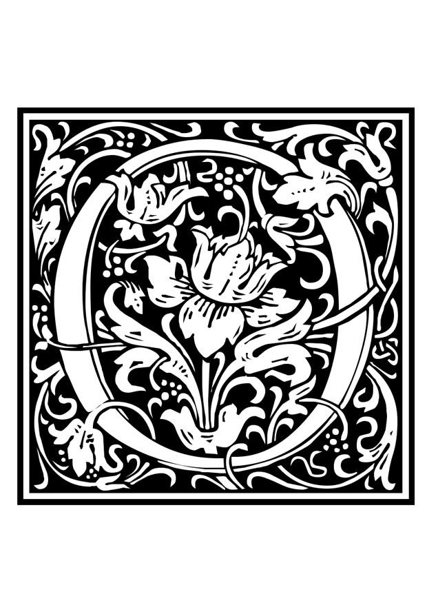 decoratief alfabet - o Kleurplaat decoratief alfabet - o