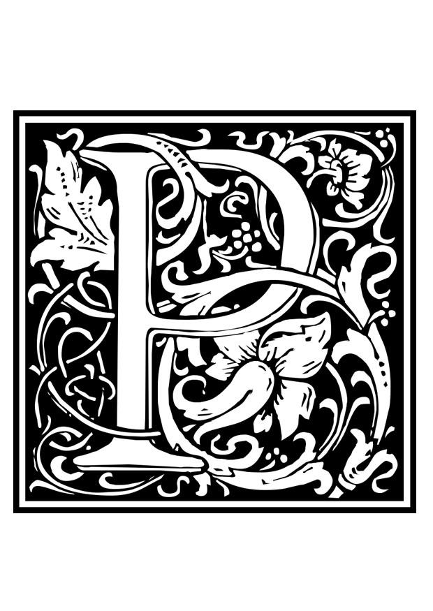 decoratief alfabet - p Kleurplaat decoratief alfabet - p