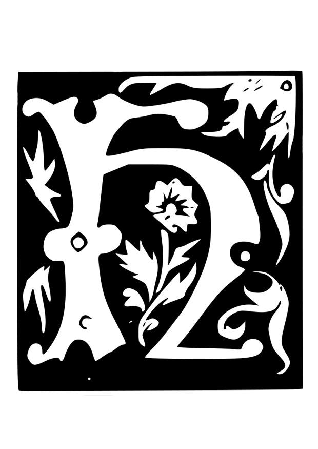 decoratieve letter - h Kleurplaat decoratieve letter - h