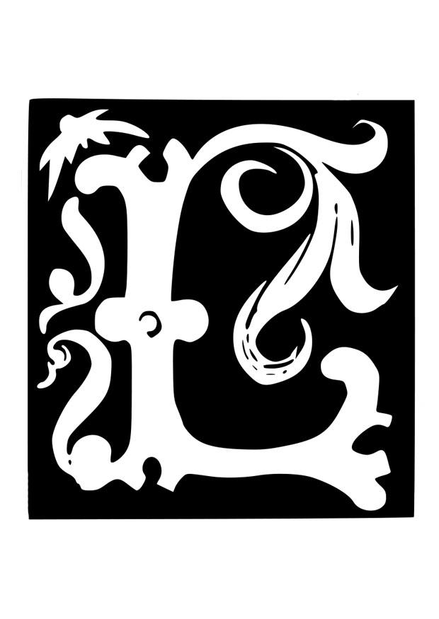 decoratieve letter - l Kleurplaat decoratieve letter - l