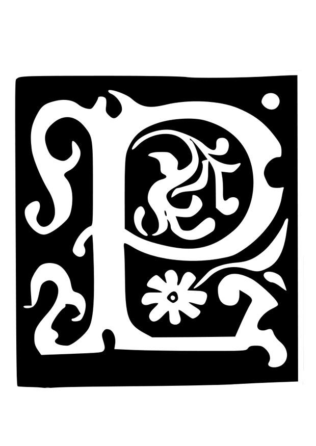 decoratieve letter - p Kleurplaat decoratieve letter - p