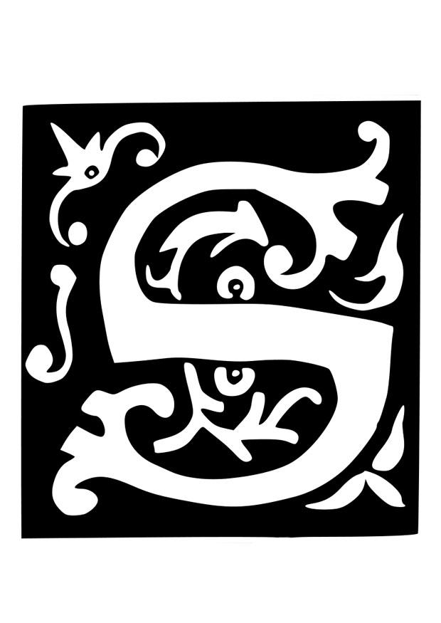 decoratieve letter - s Kleurplaat decoratieve letter - s