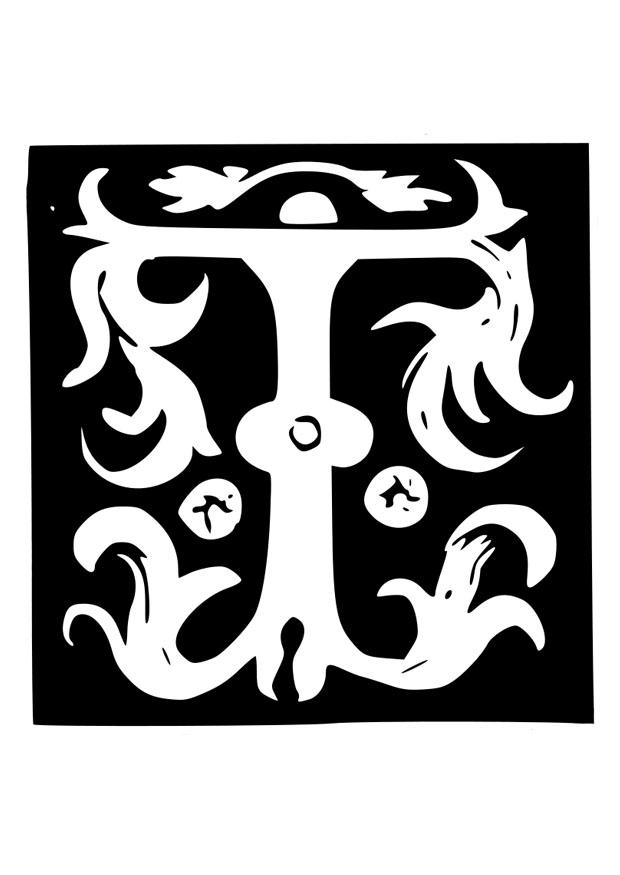 decoratieve letter - t Kleurplaat decoratieve letter - t
