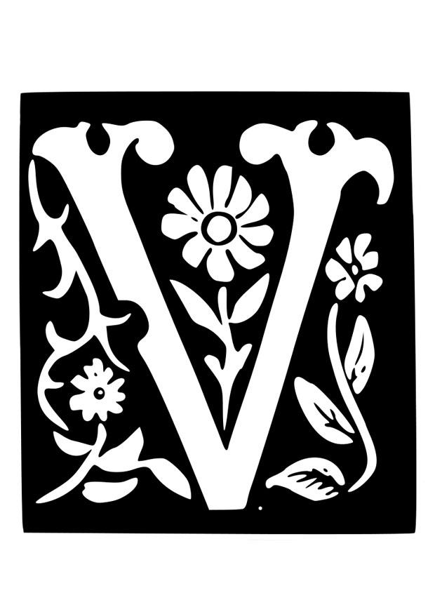 decoratieve letter -v Kleurplaat decoratieve letter -v