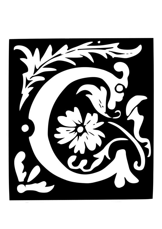 decoratieve lettr - c Kleurplaat decoratieve lettr - c