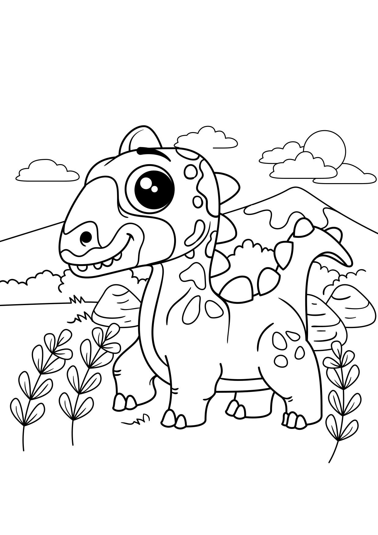 dino op stap Kleurplaat dino op stap