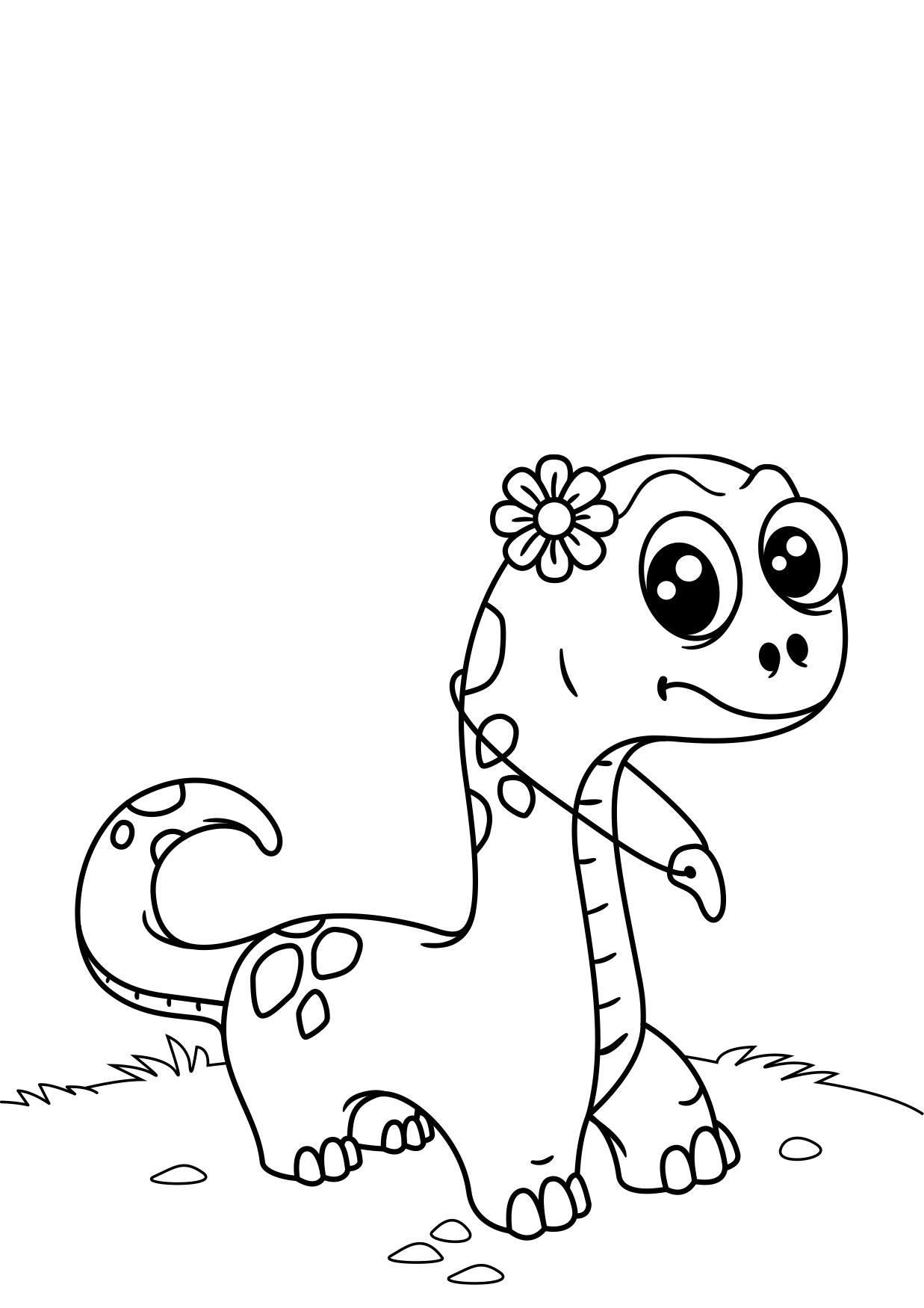 dinosaurus met bloem Kleurplaat dinosaurus met bloem