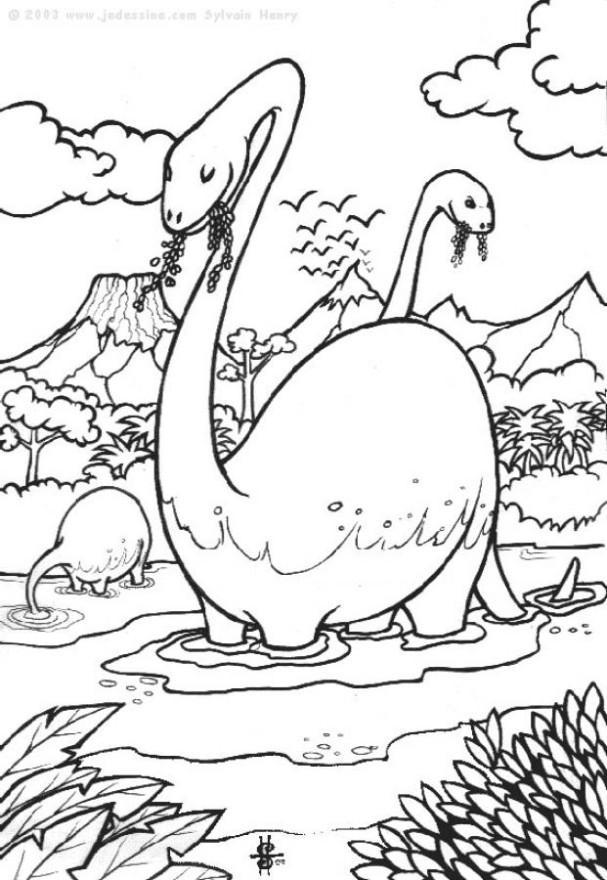 dinosaurussen in water Kleurplaat dinosaurussen in water