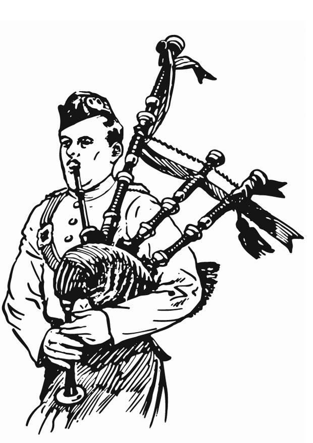 doedelzakspeler Kleurplaat doedelzakspeler