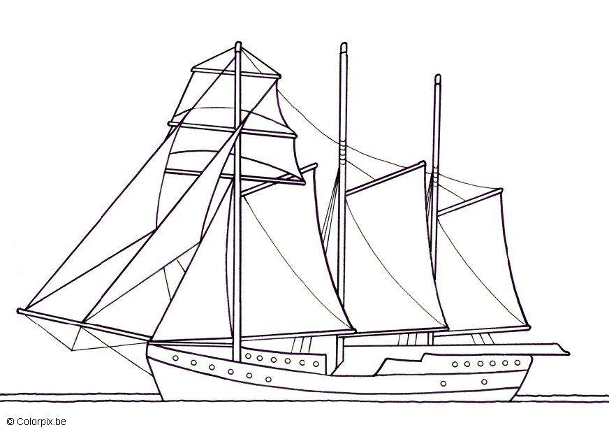 driemaster Kleurplaat driemaster