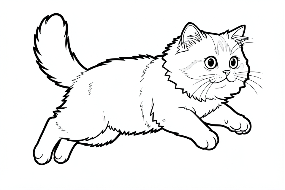 een perzische kat die springt Kleurplaat een perzische kat die springt